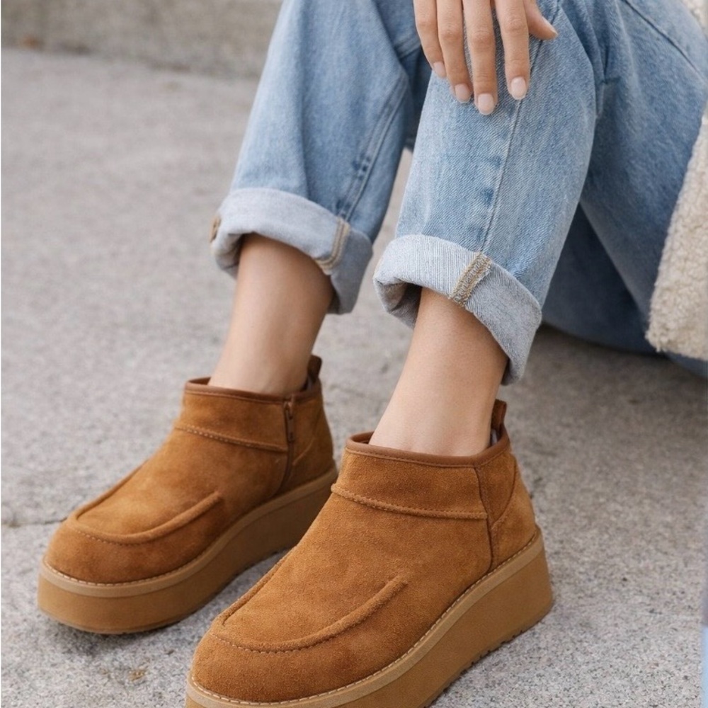 NWT UGG Women’s Classic Ultra Mini Platform Boots in Chestnut Suede, Size 11